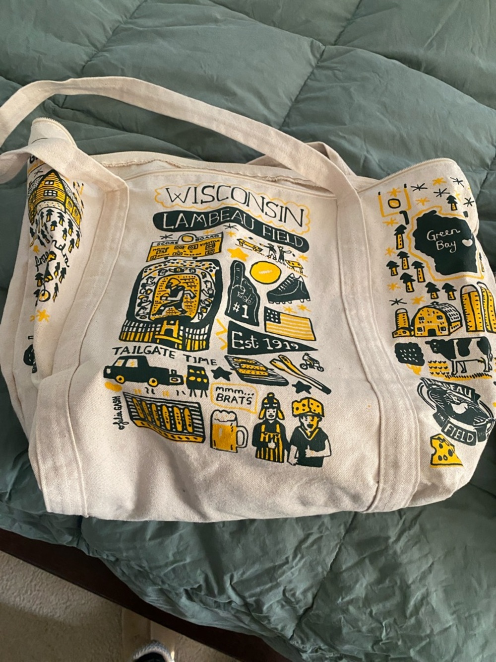 Wisconsin Lambeau Field Tote Bag in Green & Gold